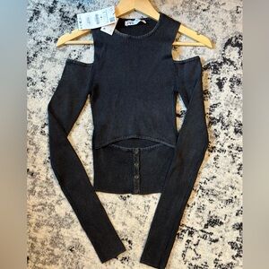 Faded black wash zara cut out top